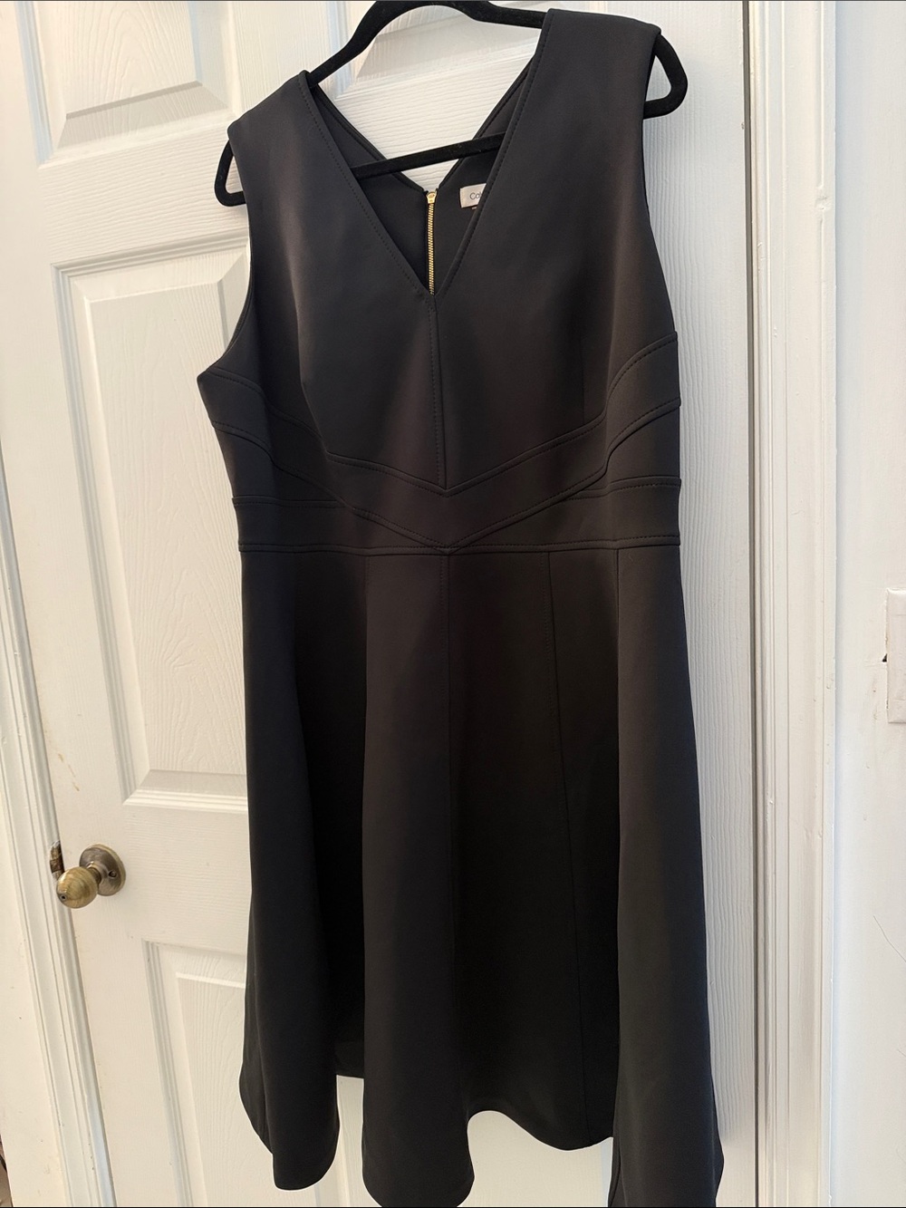 Calvin Klein Black Sleeveless V-Neck Midi Dress